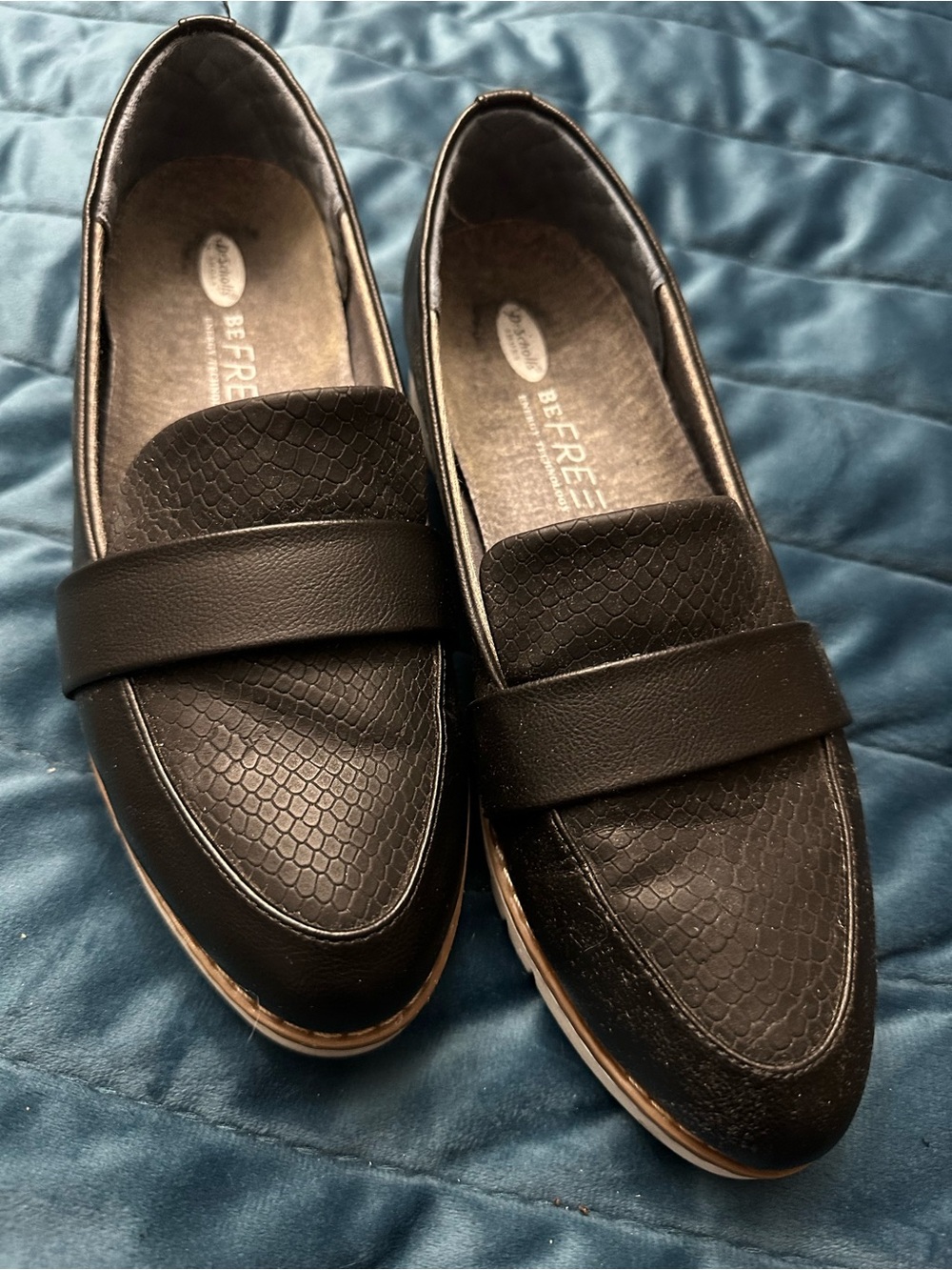 Dr. Scholl's Black Textured Slip-On Loafers